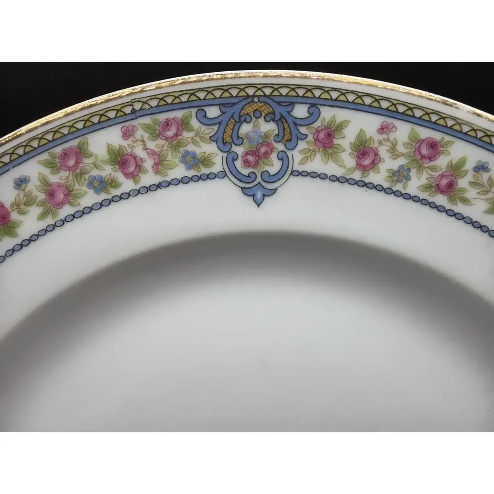 Hutschenreuther Selb Bavaria Yale Set 6 Dinner Plates 10” LHS Lion Pink Roses